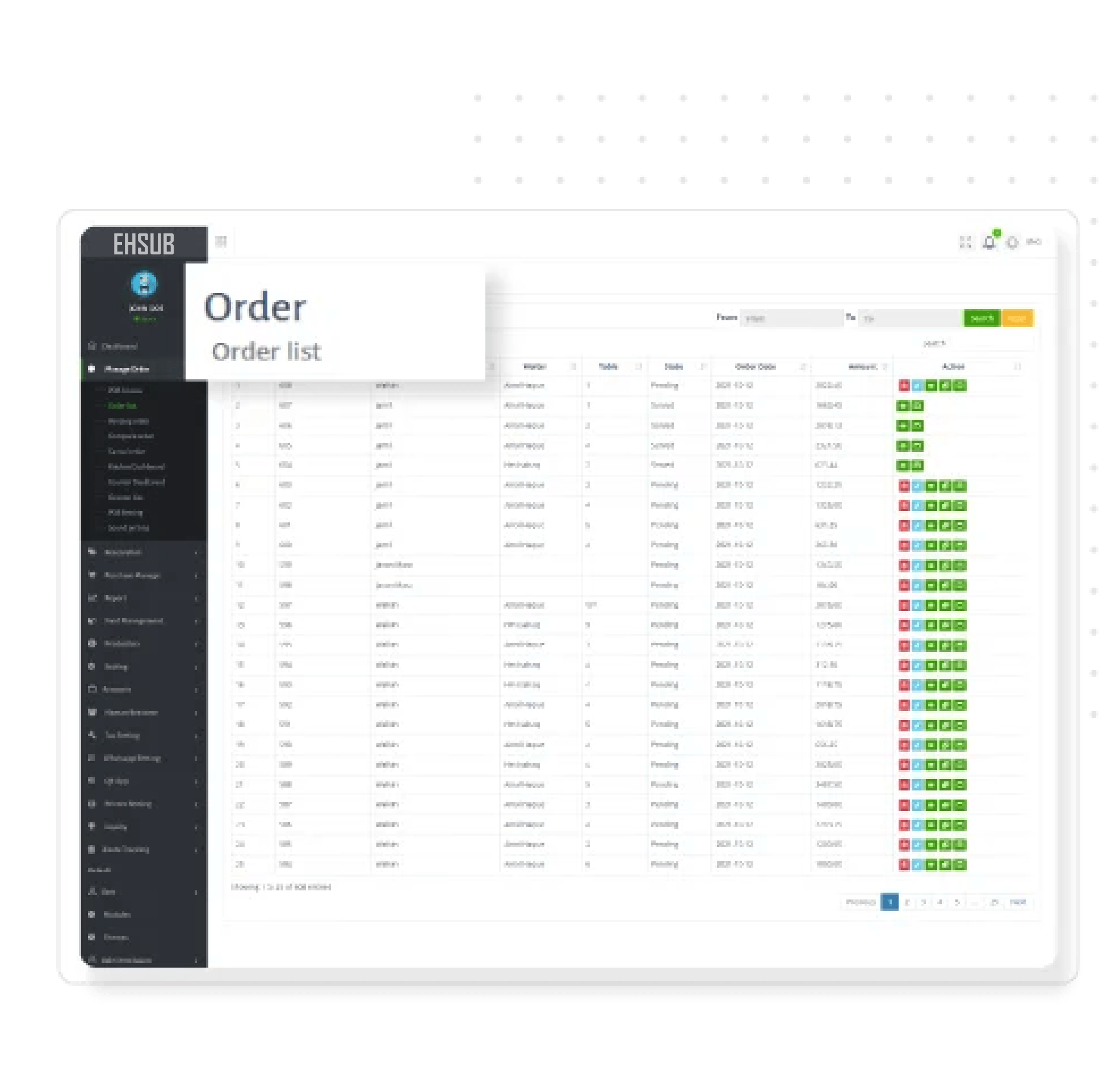 إدارة الطلبات سواء اونلاين أو خارجه
